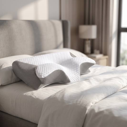 NeckRest nekkussen op een opgemaakt bed
