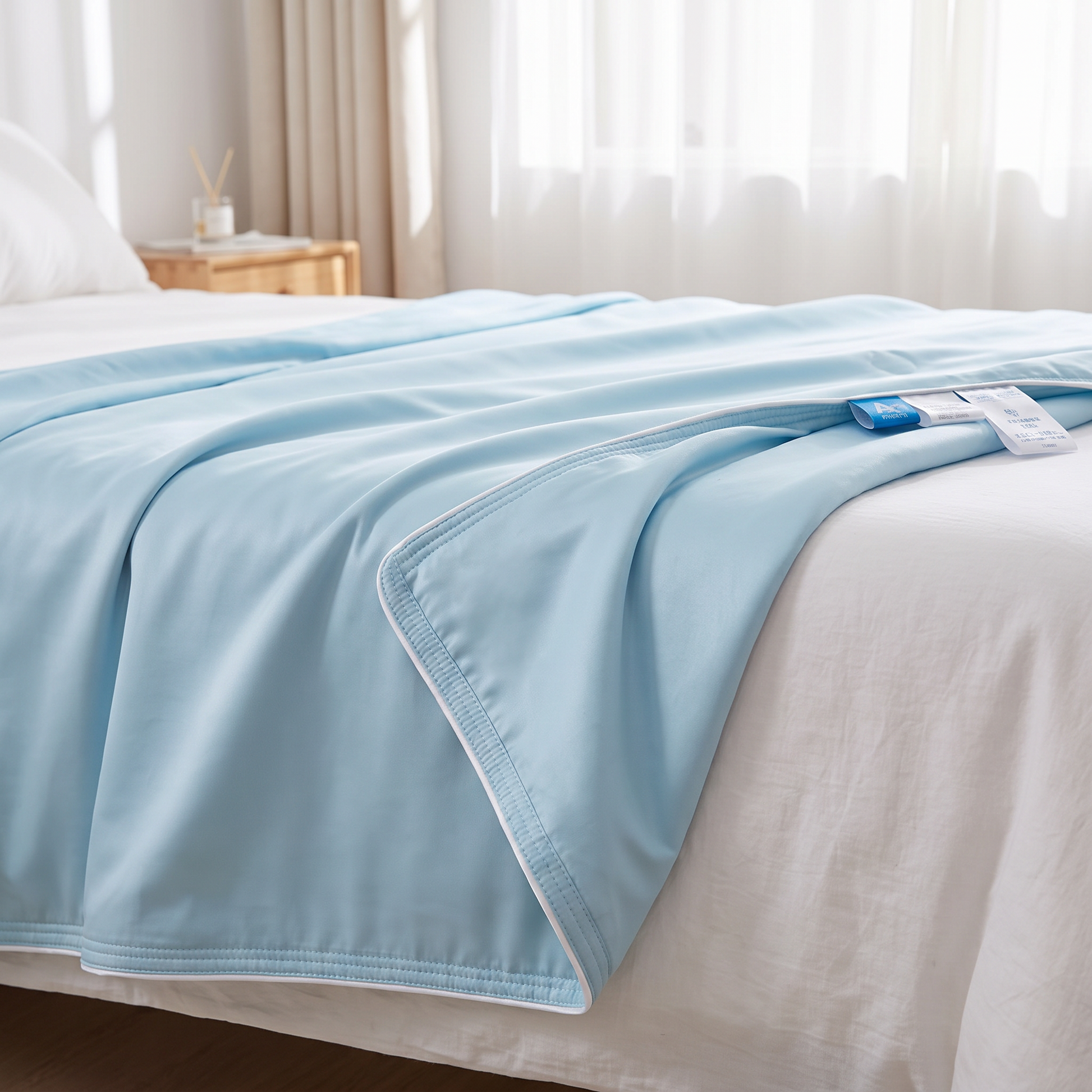 IceRest koeldeken van ijszijde over een bed