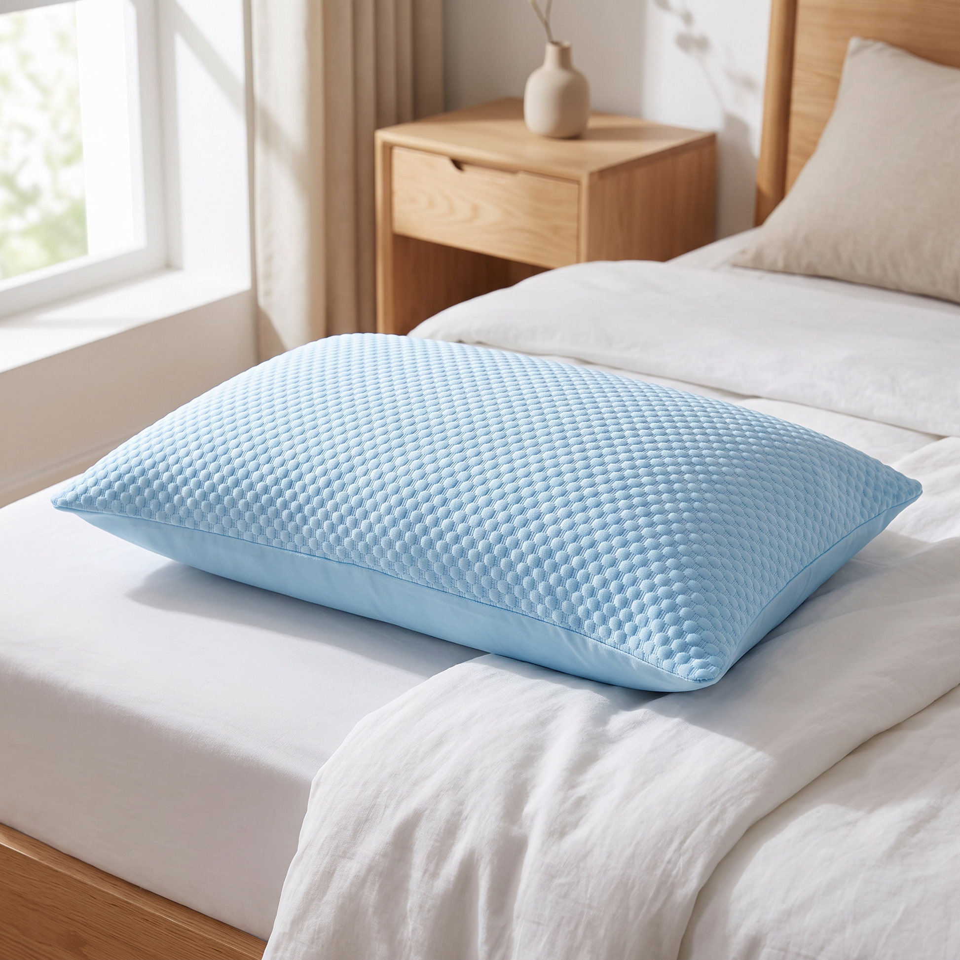 CoolRest verkoelende kussensloop op een opgemaakt bed