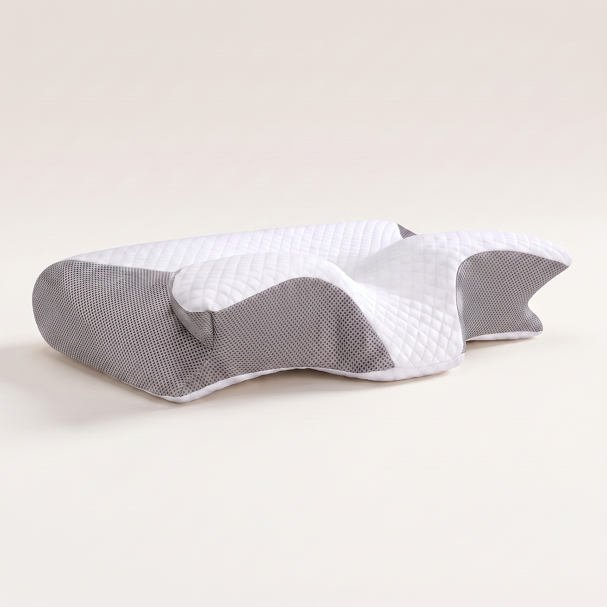 NeckRest nekkussen van opzij, met de verhoogde achterrand en de lagere kant