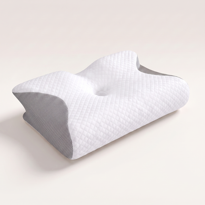 NeckRest nekkussen van de achterzijde, met de verhoogde rand en de verdieping in het midden